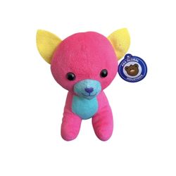 A&A Global Puppy Dog Plush Neon Pink Multicolor Stuffed Animal 7in