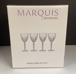 Marquis by Waterford Sparkle Water Wine Goblet Glasses 8 Oz ~Set Of 4