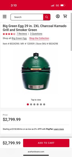 Big Green Egg 29 in. 2XL Charcoal Kamado Grill and Smoker Green
