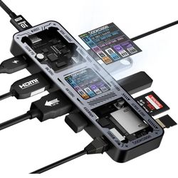 Dockcase DPR10P-EB Explorer Edition 10-in-1 USB-C Smart Hub Gen 2 Full-Featured Data Cable