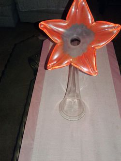 Vase hand blown flower 16 "tall Glass