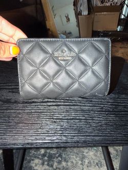 kate spade Quilted Black Leather Wallet with Gold Logo