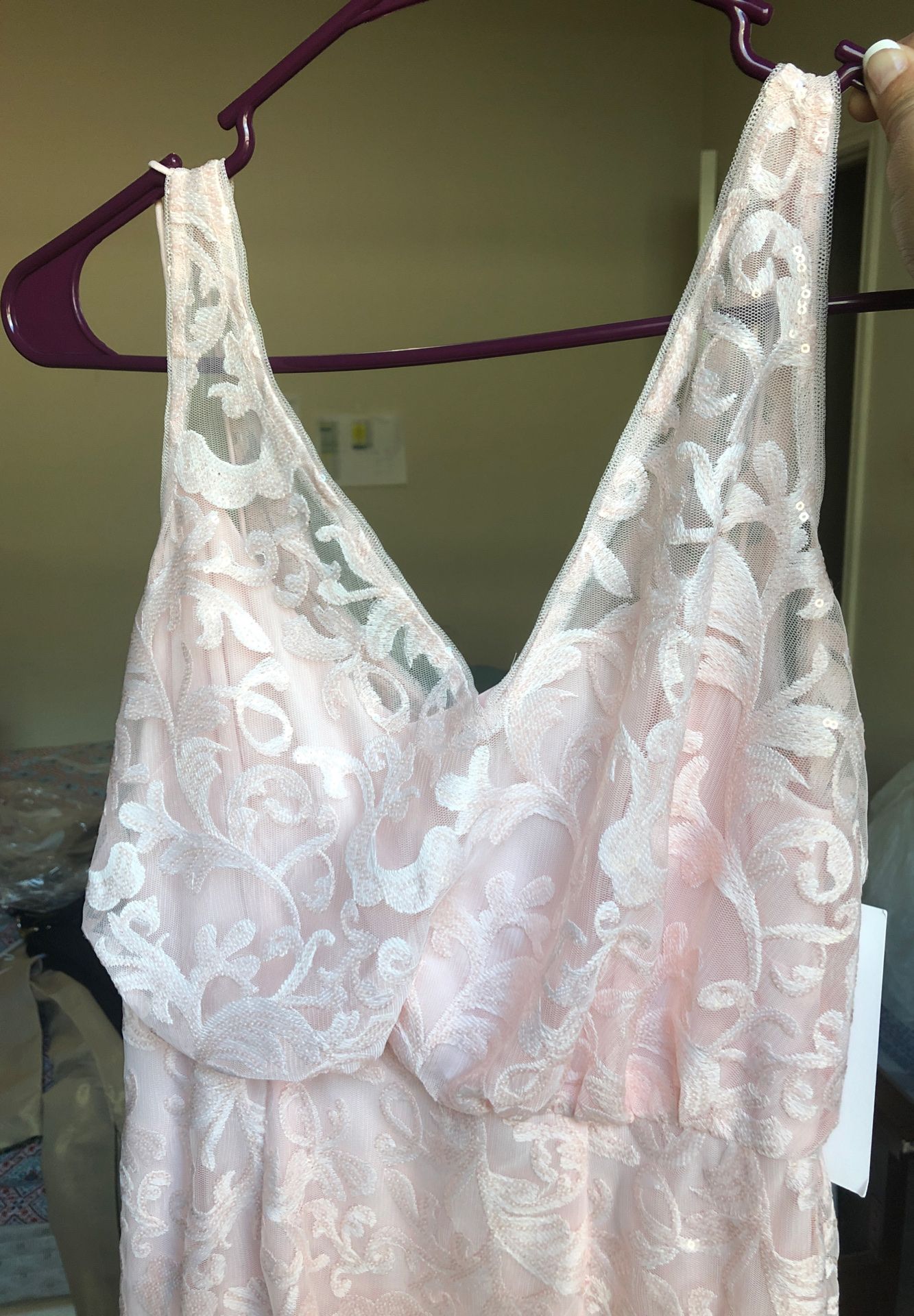 Pink floor length dress- David’s bridal new with tags