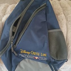 Disney Cruise Line Castaway Club Sling Bag Backpack Blue & Gray Zippered Pockets NEVER USED