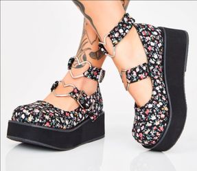 Platform Floral Mary Janes