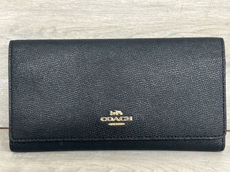 Coach Slim Trifold Wallet Black Leather(PO1021957)