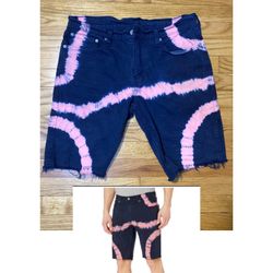 Levi's 511 Slim Fit Cut-Off Jean Shorts Tye Dye Blue/Pink Stretch Men’s 32w NEW* NO tags!!! NEW* 