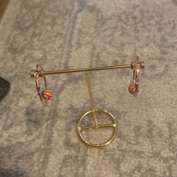 Rose Gold Color Hoop Basketball Earrings 
