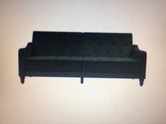 Vintage Tufted Velvet Split Back Futon, Green