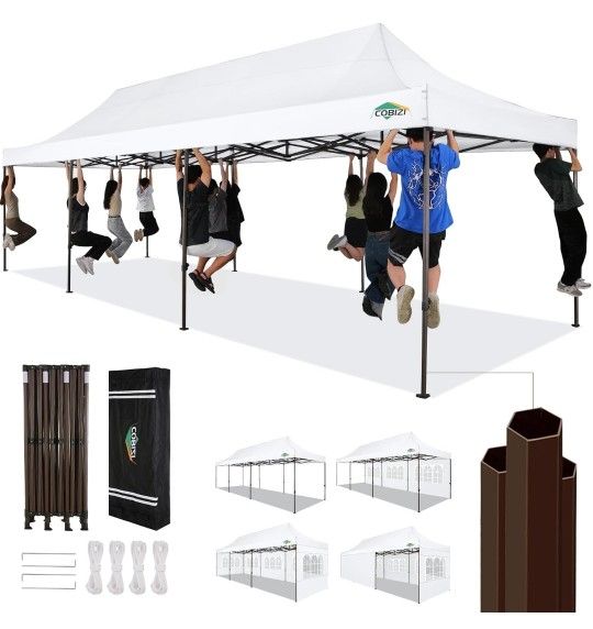 COBIZI Heavy Duty 10x30 Party Tent Commercial 10x30 pop up Canopy for Parties Waterproof Gazebos with 8 Sidewalls All Season Wind & Waterproof UPF50