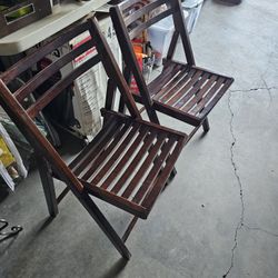 Stained Wood Folding Chairs