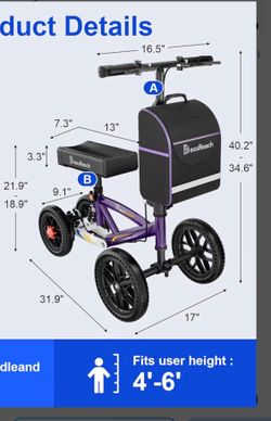 Large mobility knee scooter – for plus size tall person weight capacity up to 350 pounds .brand new
