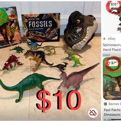 $10 Bundle of Dinosaurs 🦕🦖 Toys,Educational Books etc Total of 11 characters