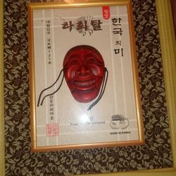 Yangban Aristocrat Traditional Mask Carved Shadow Box 