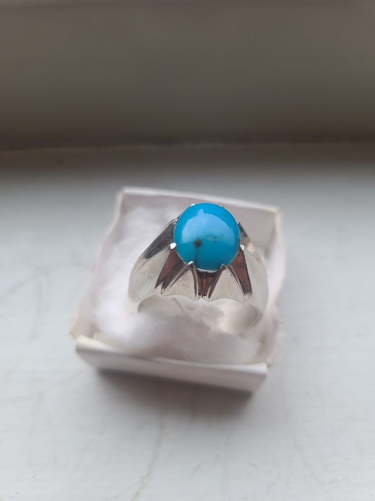 Silver Ring with light Blue Natural Turquoise Stone Jewel