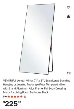 VEVOR Full Length Floor Mirror 71x31 Black