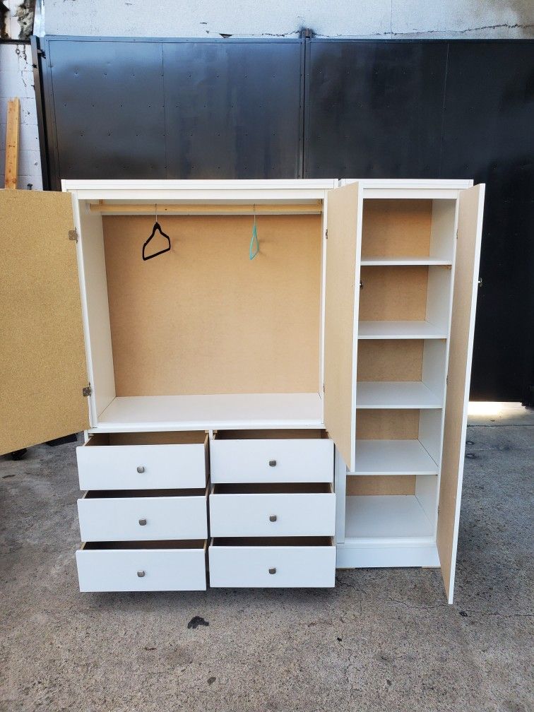 New Large White Wardrobe Closet Storage Shelving Cabinet With 6 Large Drawers Available In Other Colors Come Visit Our Store In Paramount