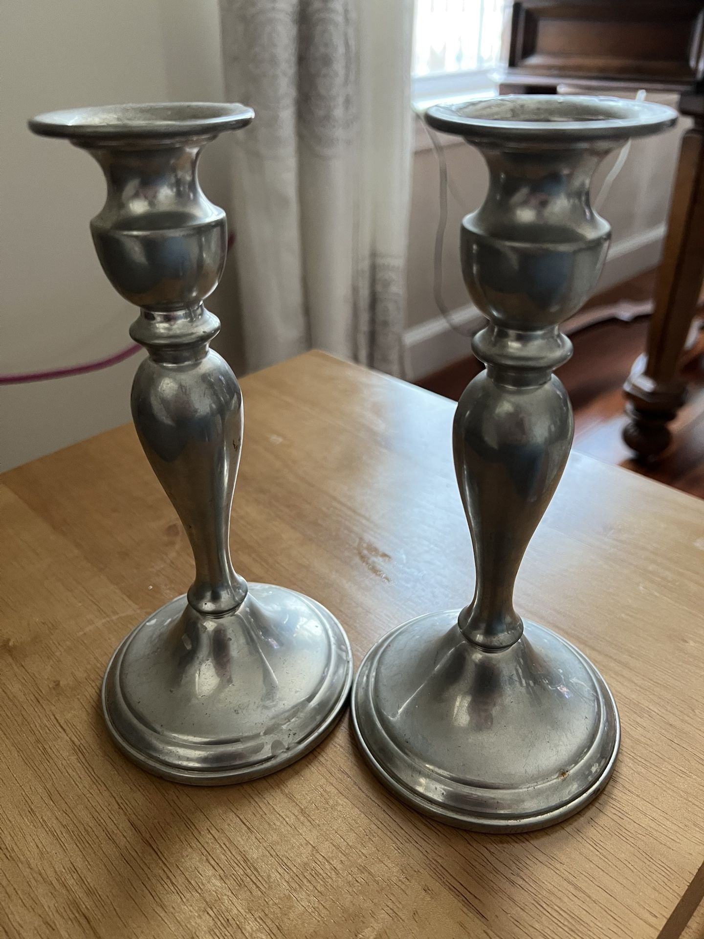 Pair VintageWeb Pewter Candlestick Holders