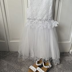 Flower Girl Dress/ First Communion Dress & Shoes