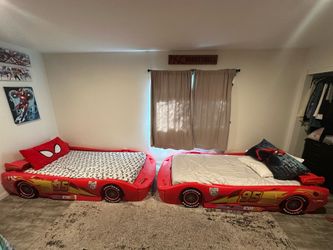 Twin car beds with boxspring