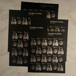 5 Sheets First Moon Landing Stamps 