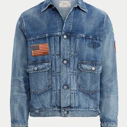 Men's (2XB) POLO-RALPH LAUREN "SPORTSMAN" Denim Jacket (Casting Club) vintage