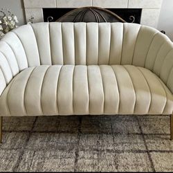 New”Dochia 51'' Upholstered Loveseat Beige Velvet