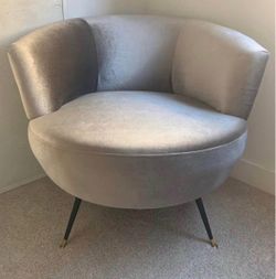 Gray Velvet Barrel Accent Chair