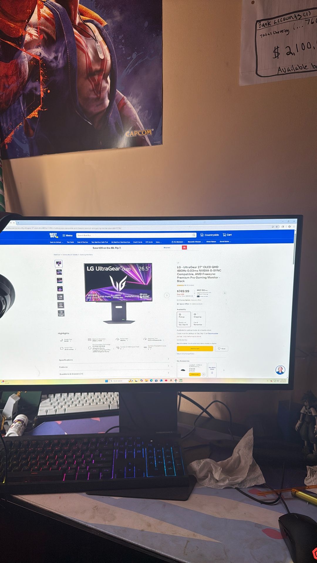 LG Ultra Gear 27” OLED 480 Hz 0.03 Ms Pro gaming Monitor