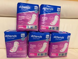 5 packs of Attends discreet bladder control pads moderate # 4 drop
