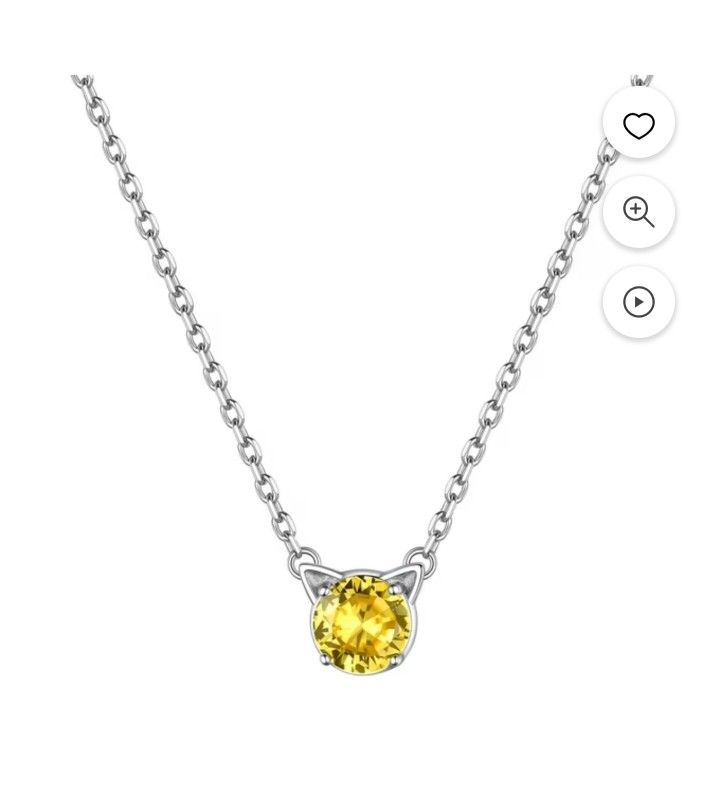 November Stone Charm With Neclace 925 Silver New