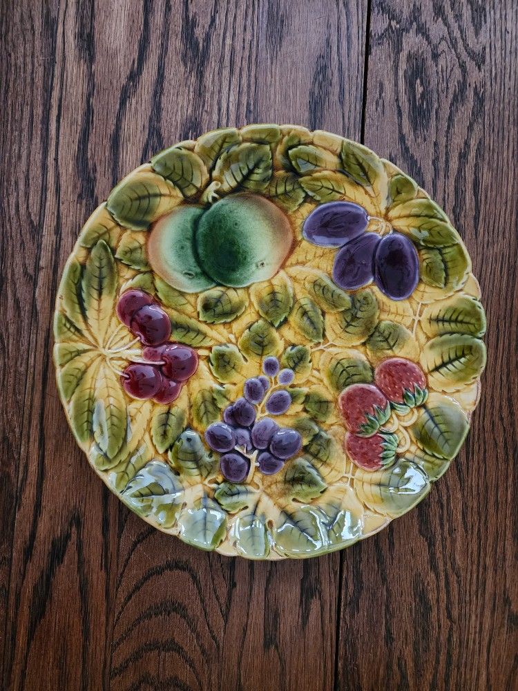 Vintage Sarreguemines France, Majolica Platter