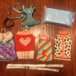 Doggie Bundle: 4 Outfits, Pee Pads, Collar, 2 Leashes 