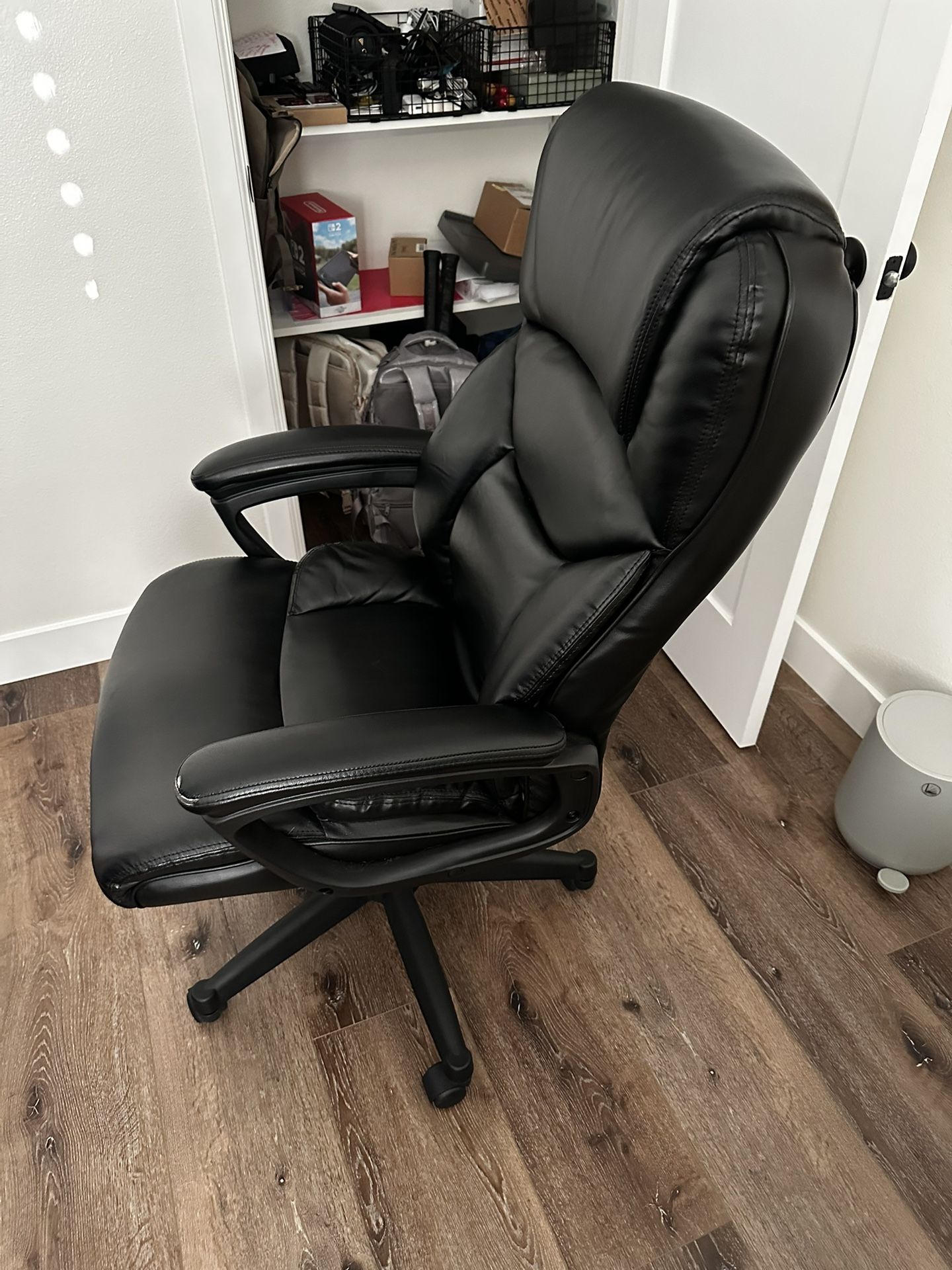 Black Faux Leather Office Chair
