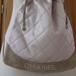 Authentic Silk Chanel Blush Backpack Purse 