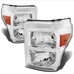 HL-OH-FSU13-CH-AM 11-16 F-250 /F-350 /F-450 /F-550 SD Chrome Amber Headlights Replacement