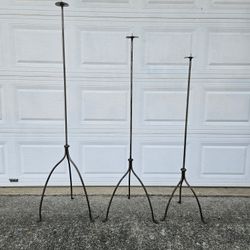 Wrought Iron Floor Candle Holders Set of 3