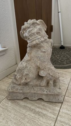 Antique-Style Guardian Lion (Fu Dog) Sculpture - 18” tall