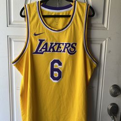 Authentic Nike LeBron James Los Angeles Lakers Gold Icon Edition Swingman Jersey #6 Size 56 XXL