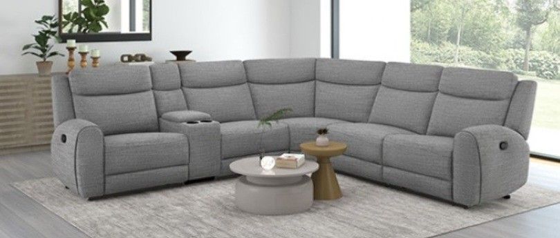 Brand New Grey Super Plush Reclining Sectional Sofa