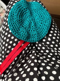 Teal Crochet Beret Hat