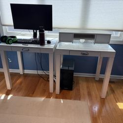  2 White Pottery barn kids parsons desks