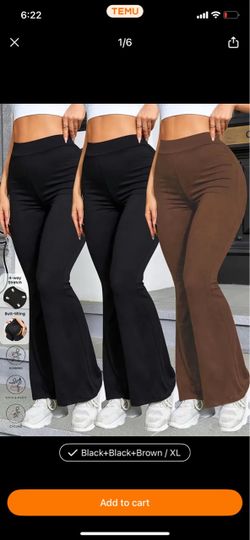 [Soft Flare Pants] 3pcs Women'S Ultra Soft High Waisted Flare Pants, Elastic Drawstring Waistband, Tummy Control Leggings, Soft Medium Stretch Flare P