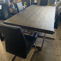 Dining  Set Table - Modern Brown 72” Length X 38” Wide X 30” High With 4 Chairs 