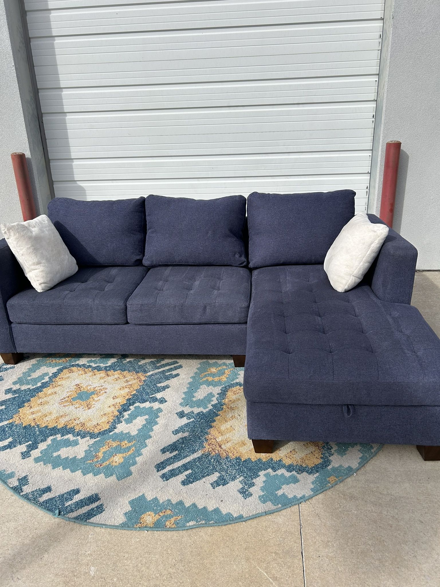 World Market Navy Sectional Couch(Free Delivery)