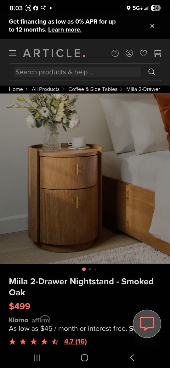 Miila 2 Drawer Nightstand Smoked Oak