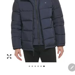 ALMOST NEW MENS DOUBLE LAYERED CALVIN KLIEN BUBBLE DOWN JACKET.  MENS MEDIUM. 