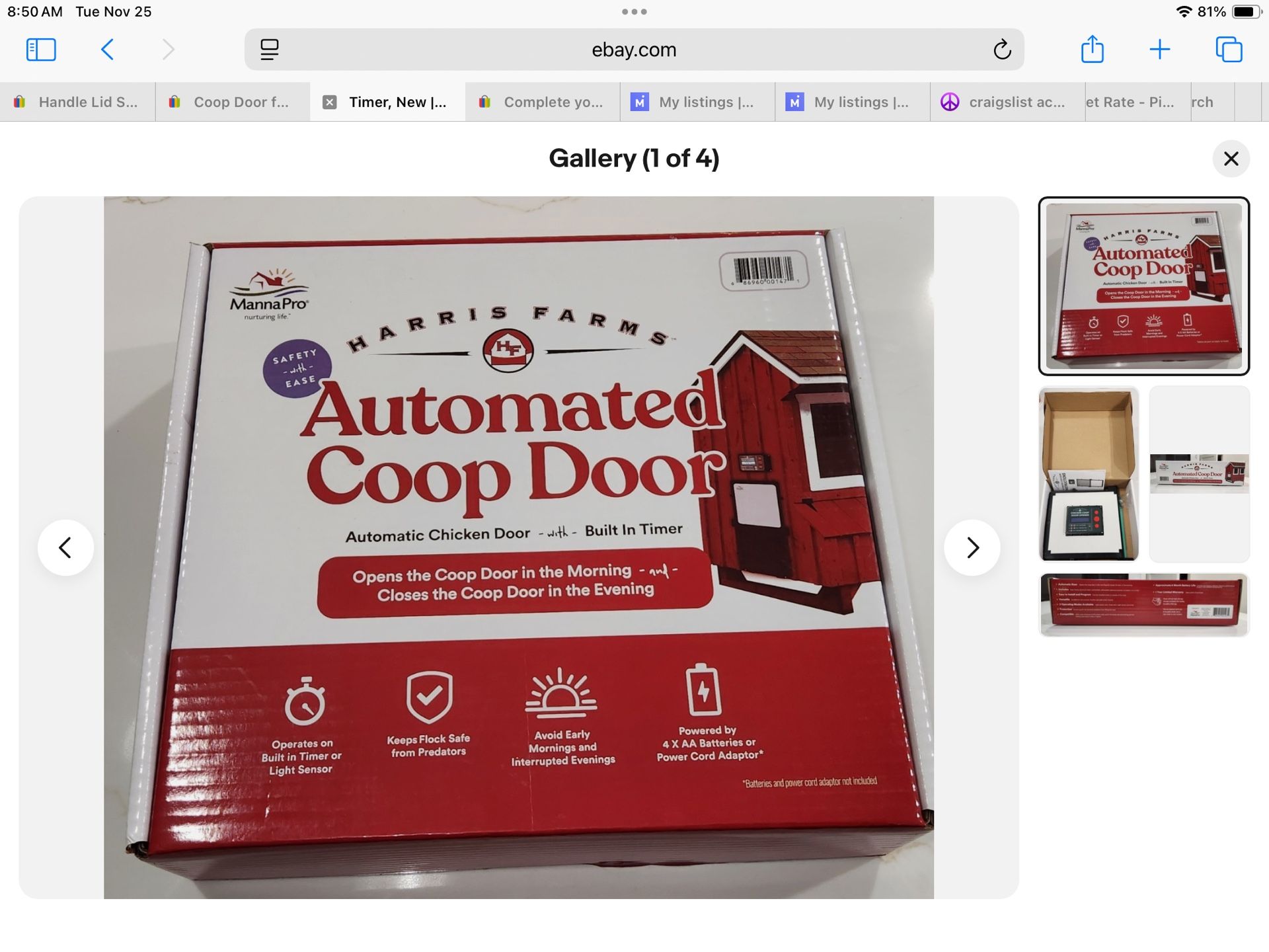 Harris Farms Automated Coop Door with Built-In Timer, New