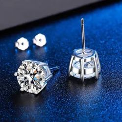 1.0ct VVS1 Diamond Moissanite Silver Earrings 