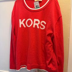 Michael Kors Coral Color Sweater Top Size Large
